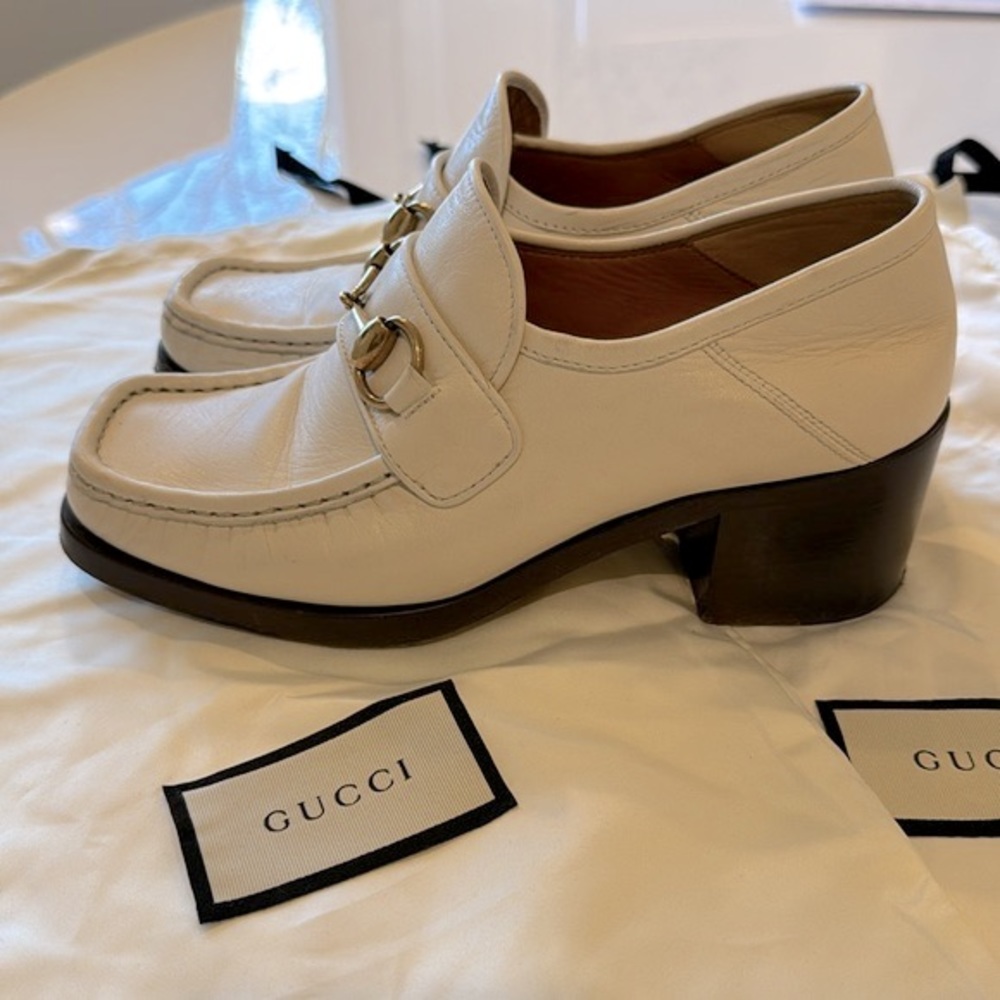 Gucci Vegas Block Heel Loafers White - Picture 2 of 9